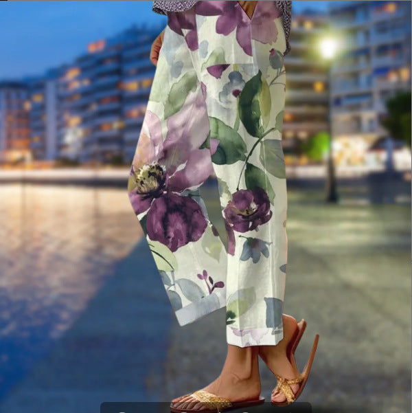 New Temperament Commute 3D Digital Printing Simple Rag-eared Casual Pants Printable