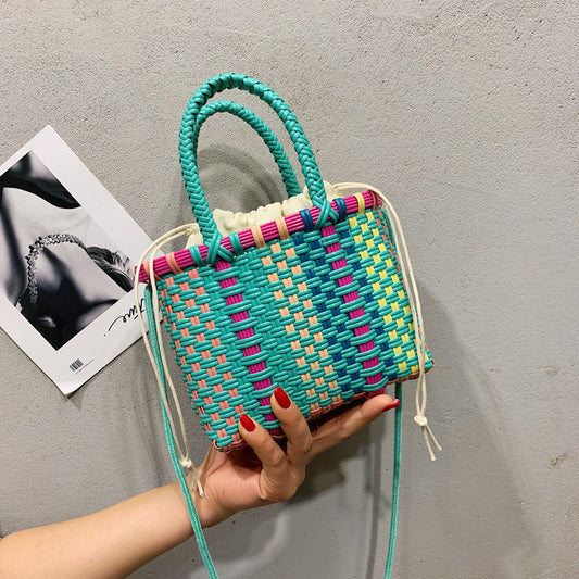PVC Straw Woven Bag Pure Handmade Clash Of Colors