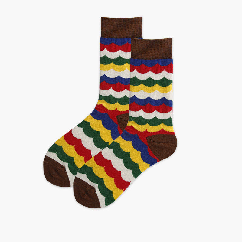Novelty Funny Men Graphic Socks Combed Cotton Oil Painting