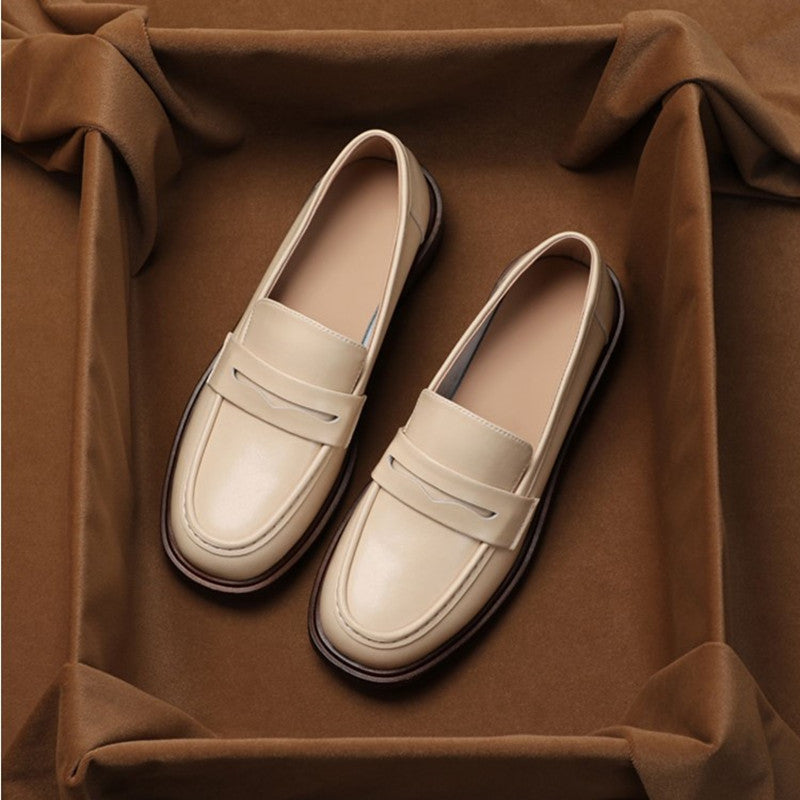 Women's Retro Soft Leather Low-Heel Slip-On Shoes