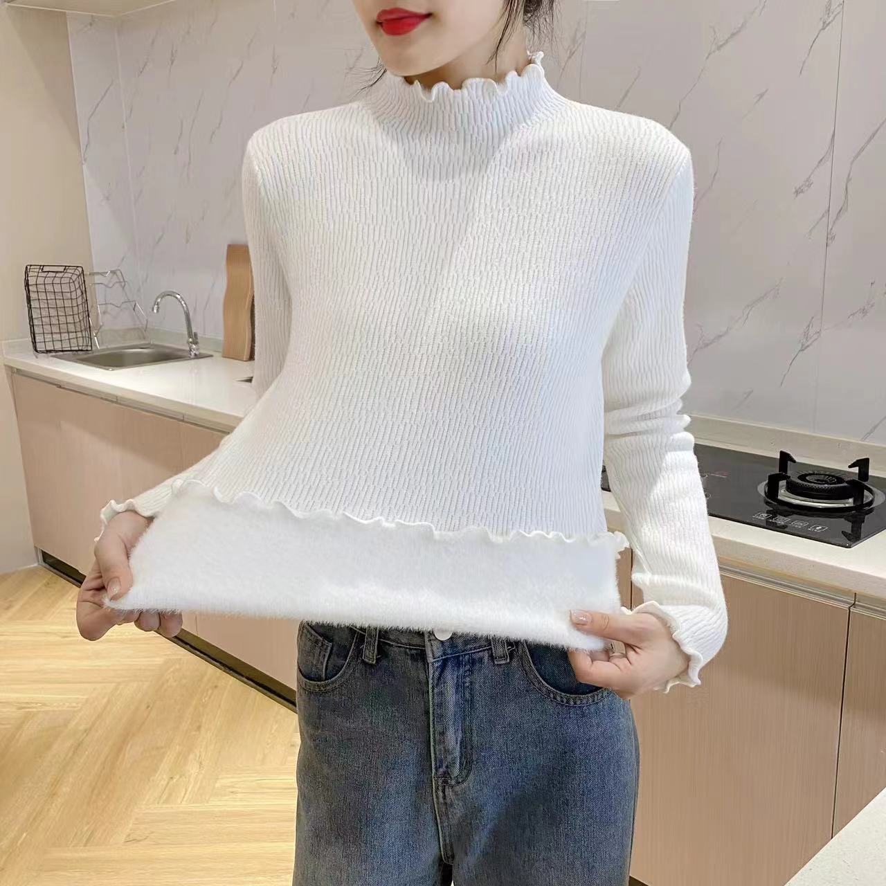 Single-layer Fleece-lined Fleece-lined Thickened Pattern Stringy Selvedge Undershirt