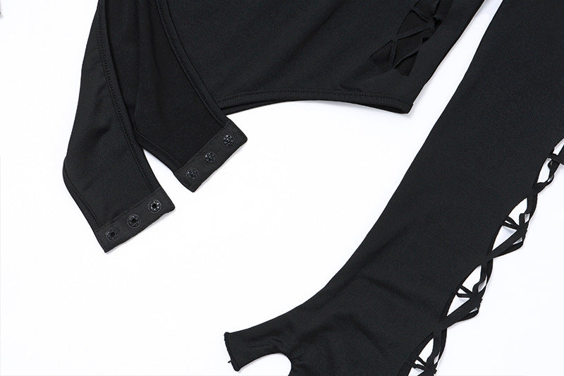 Broken Spider Web High Neck Slim Fit One Piece Girl