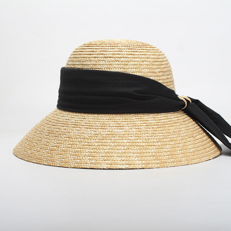 Women's Summer Dome Bow Ribbon Straw Hat
