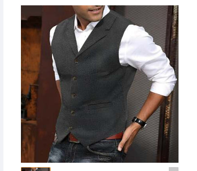 Men's Waistcoat Casual Solid Color Herringbone Waistcoat Slim Fit