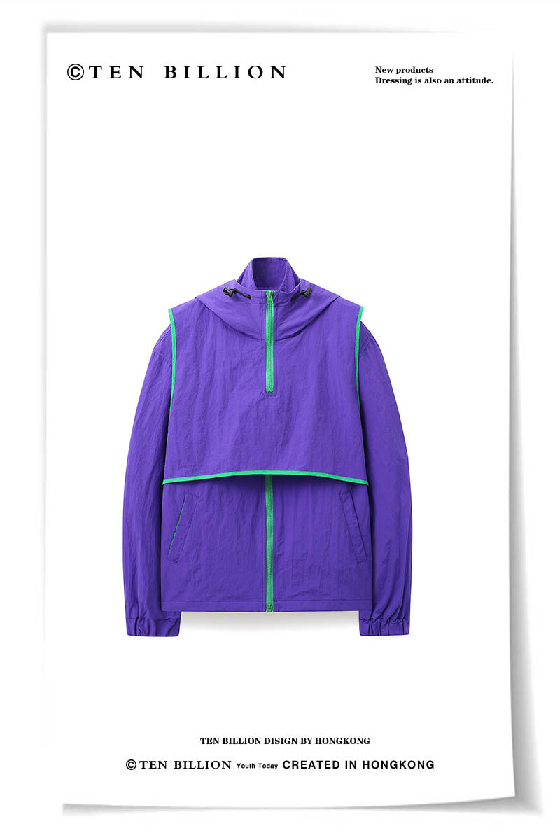 Hooded Fake Two Pieces Mountaineering Outdoor Set Men