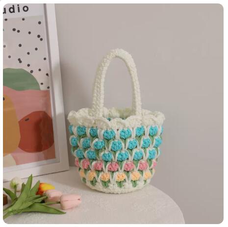 Tulip Flower Hand Woven Wool Covered Crochet