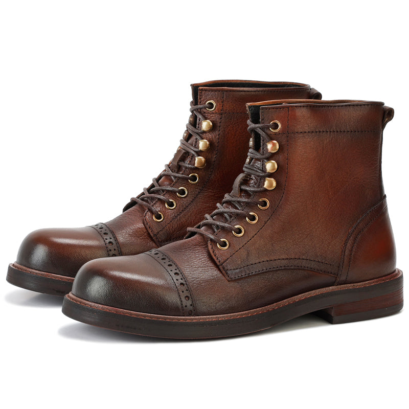 Men's Fashionable Casual Leather Shoes With Thick Soles