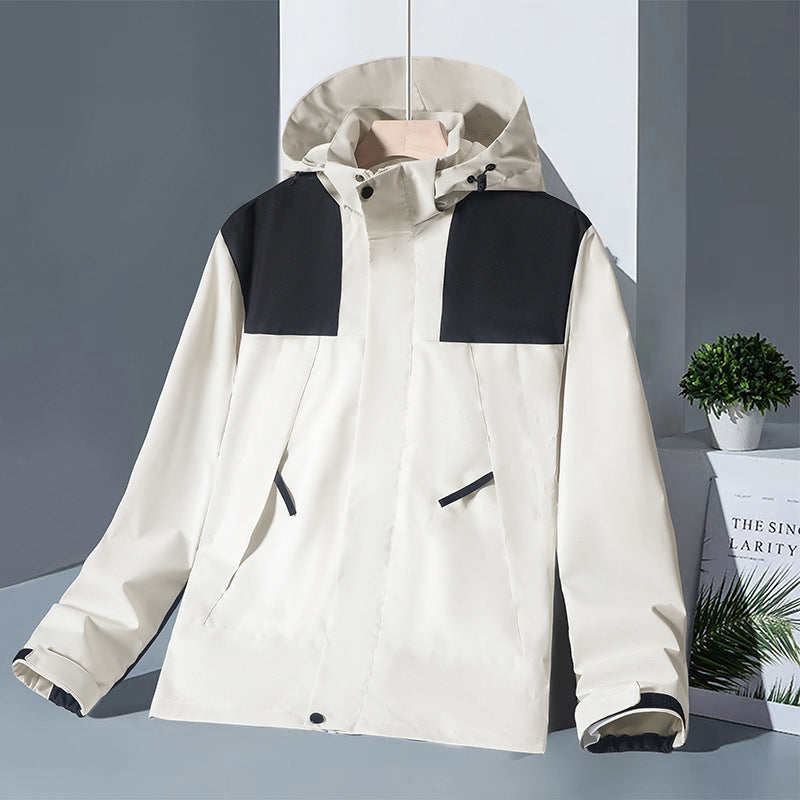Hættetrøje Windbreaker Unisex Modstandsdygtig Jakke Med Lynlås Og Farveblokke Med Lommer Vandafvisende Overtøj Til Kvinder Mænd Tøj