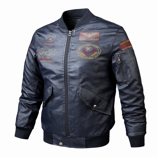 Men's Casual Fashion Leather Jacket Coat
