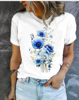 Cute Owl Pattern 3D Printed Round Neck Short Sleeve