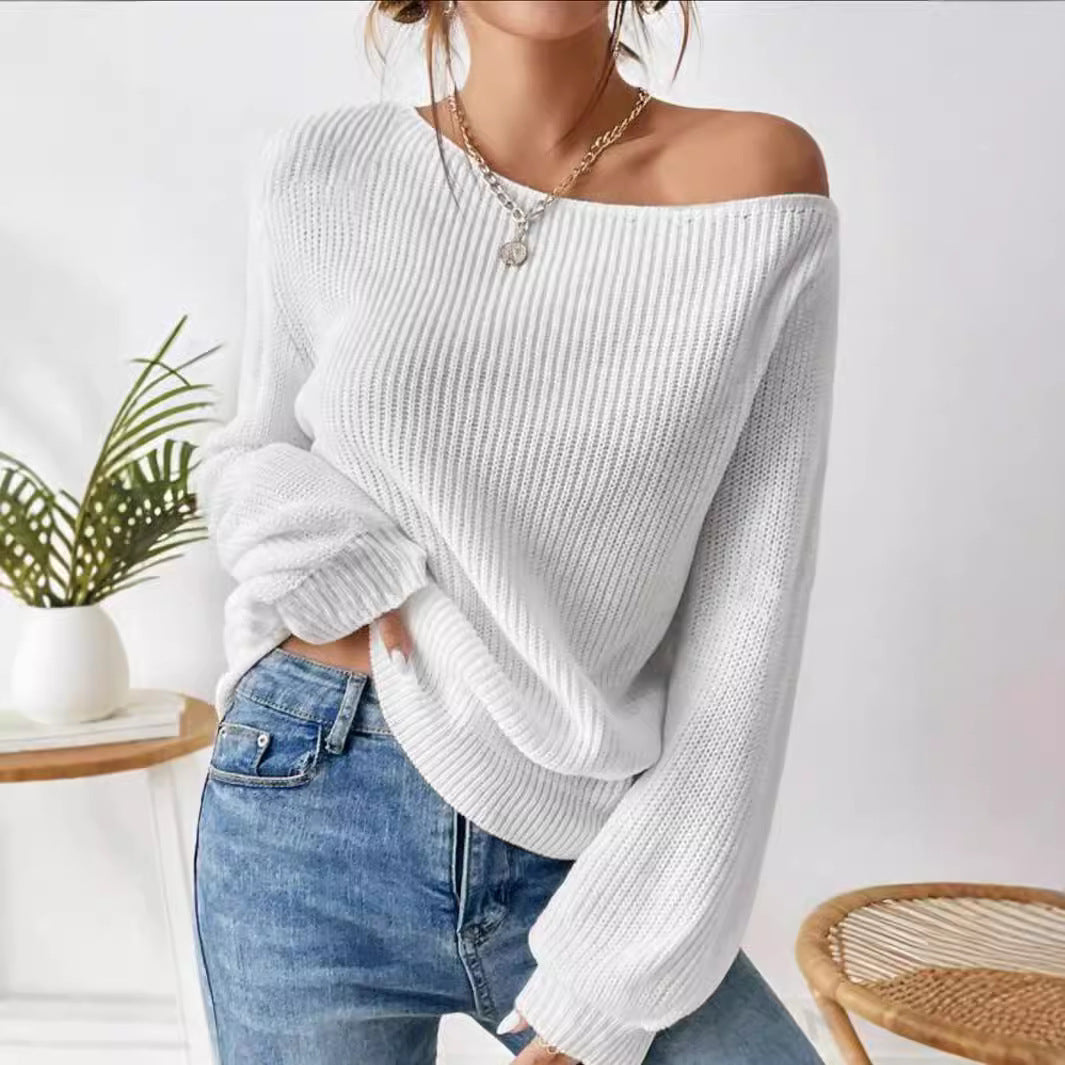 Loose Leisure All-matching Pullover Boat Neck Sweater