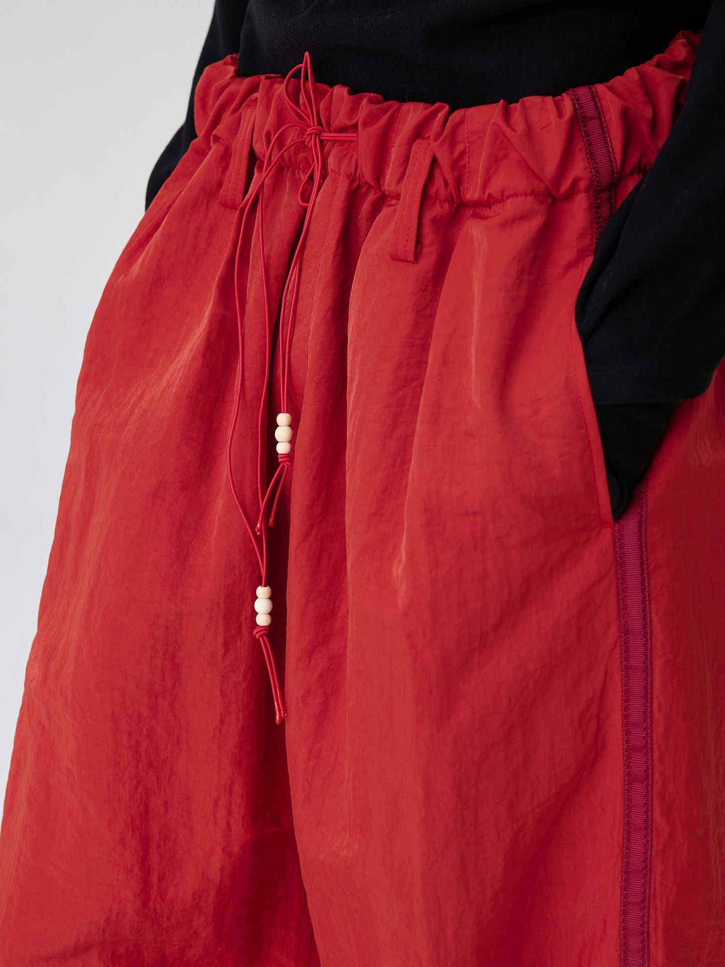 Women's Pleated Wide Nylon Trousers