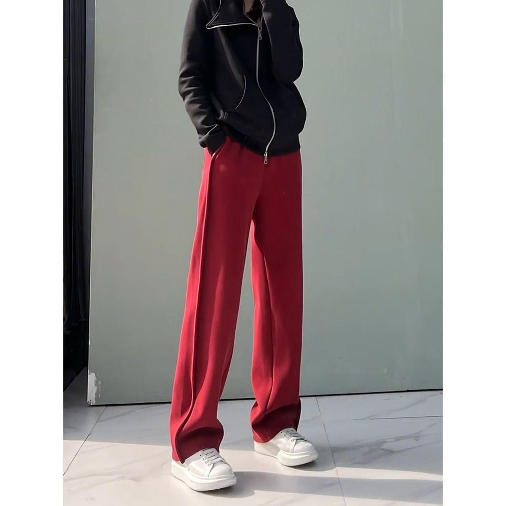 Fleece-lined Thick Track Pants Women's Wide-leg Pants