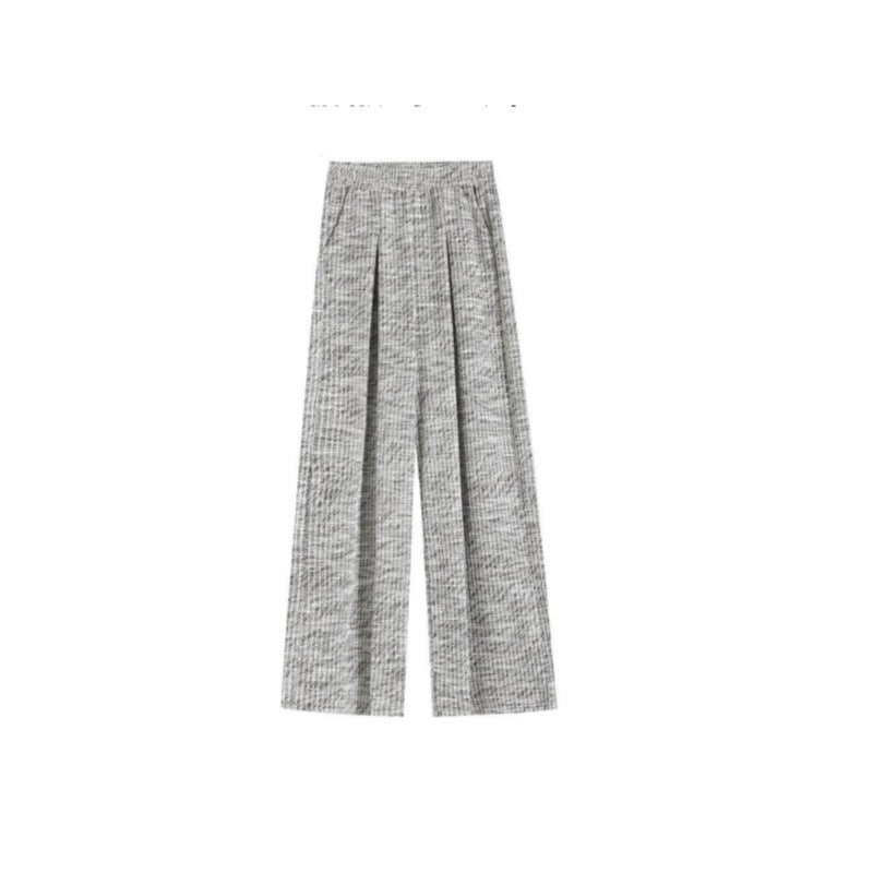 Atmosphere Gray Plaid Women Loose And Idle Slimming And Wide Leg Casual Pants