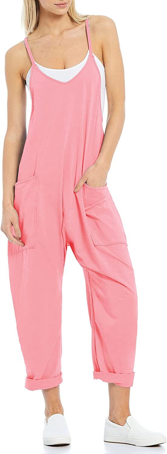 Women's Fashion Simple Large Pockets Strappy Pants