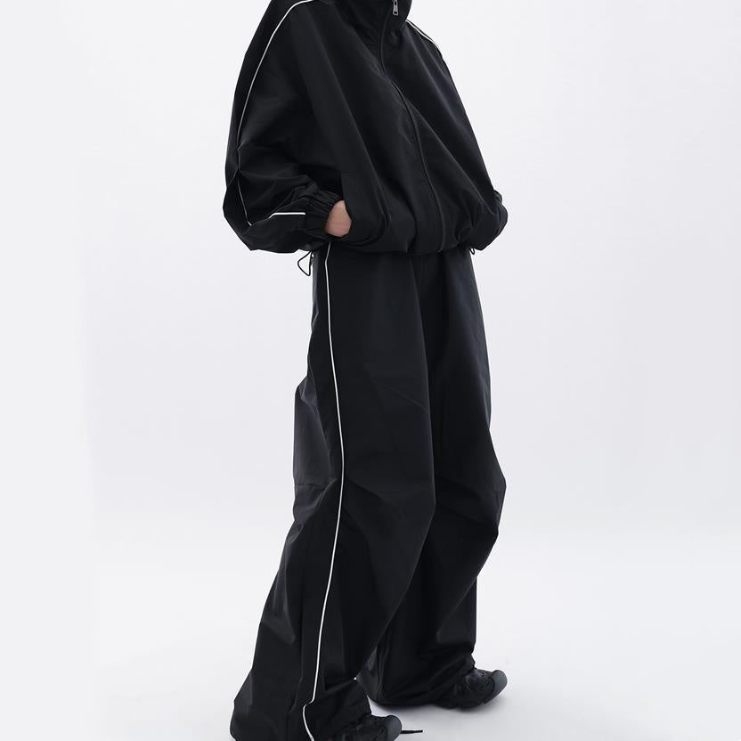 Women's Sports Shell Jacket Cardigan Coat Wide Leg Pants