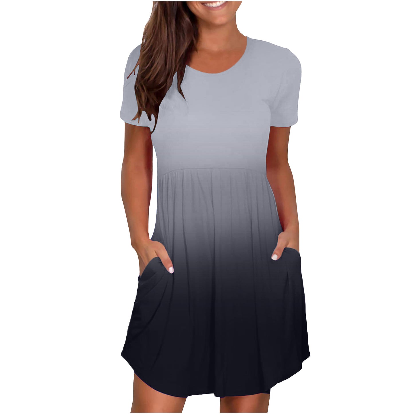 Women's Casual Crew-Neck Printed Pullover Short Sleeve