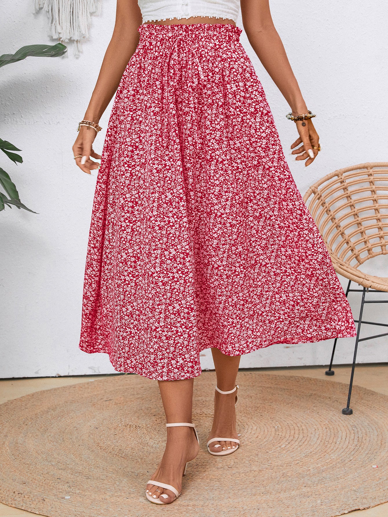 Casual Loose Pocket Skirt With Drawstring And Drape