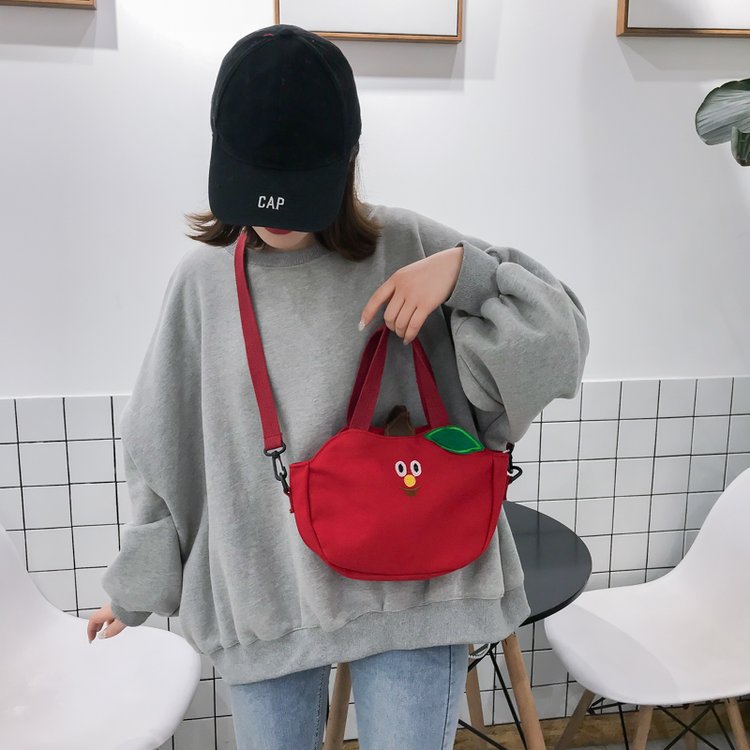Creative Banana Embroidered Canvas Crossbody Bag