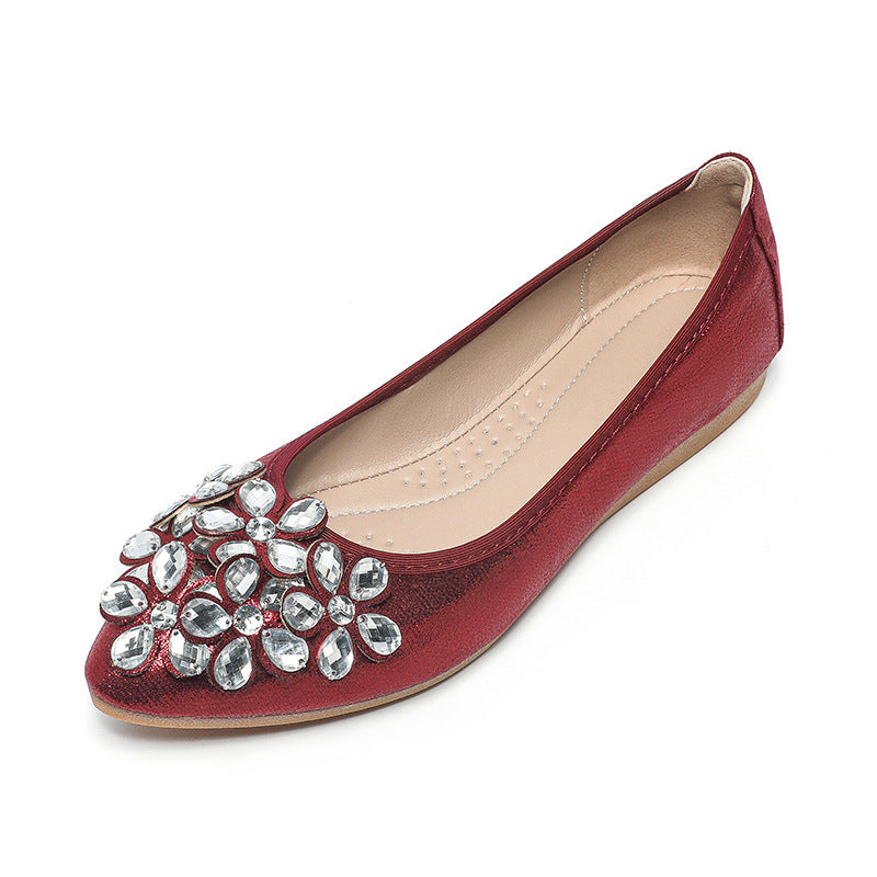 New Bow Pointed Low-cut Rhinestone Pumps