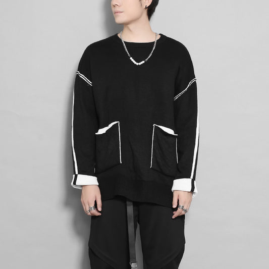 Three-dimensional Pocket Stitching Sweater Men's Tide