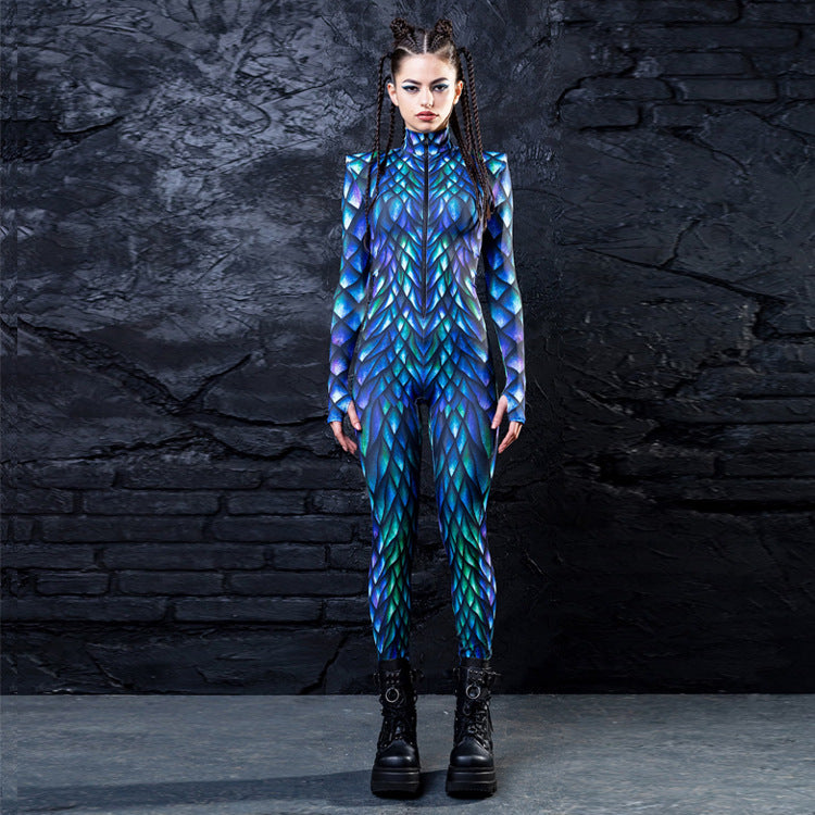 Slim Shoulder Pads Long Sleeve Cosplay Costume Jumpsuit