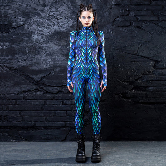 Slim Shoulder Pads Long Sleeve Cosplay Costume Jumpsuit