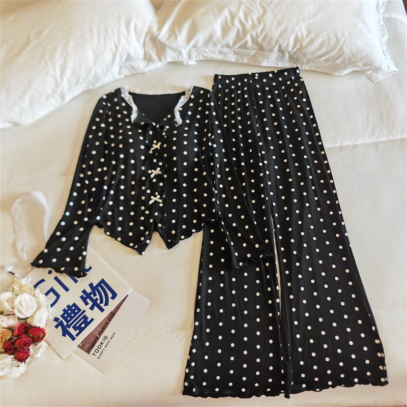 Womens Springautumn Long-sleeve Lightweight Pajama Set