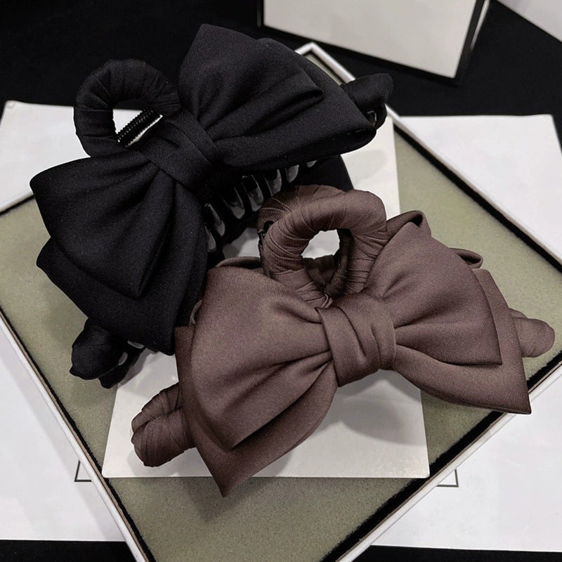 Bow Claw Clip Graceful Satin Headdress Shark Clip Updo Hair Claw