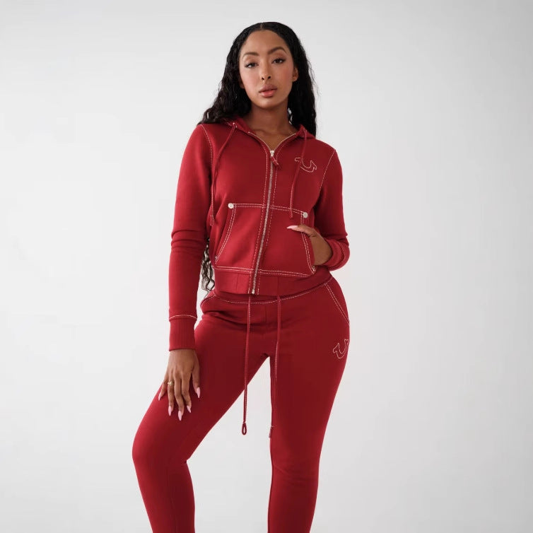 Retro Zip-up Hoodie With A Hood Hip-hop Letter-print Sweatshirt Fashionable Womens Outfit