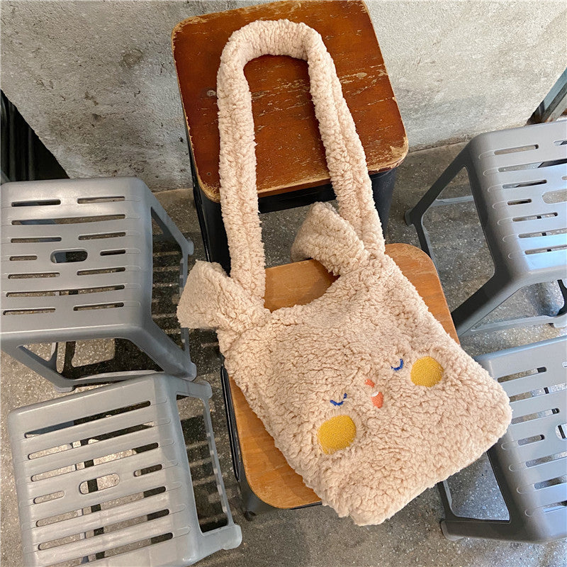 New Style Plush Dog Ear Handbag Female Cute Cartoon