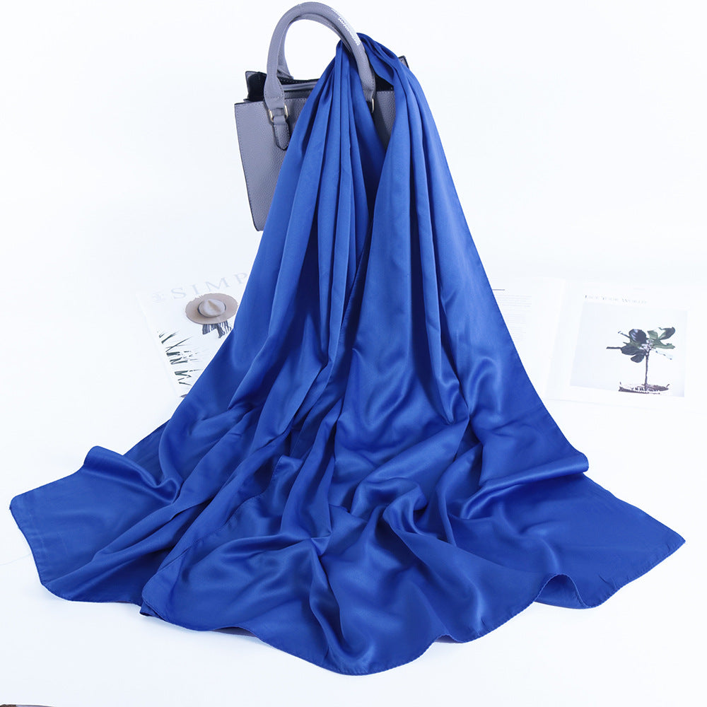 Solid Color Casual Malay Scarf Satin Shawl