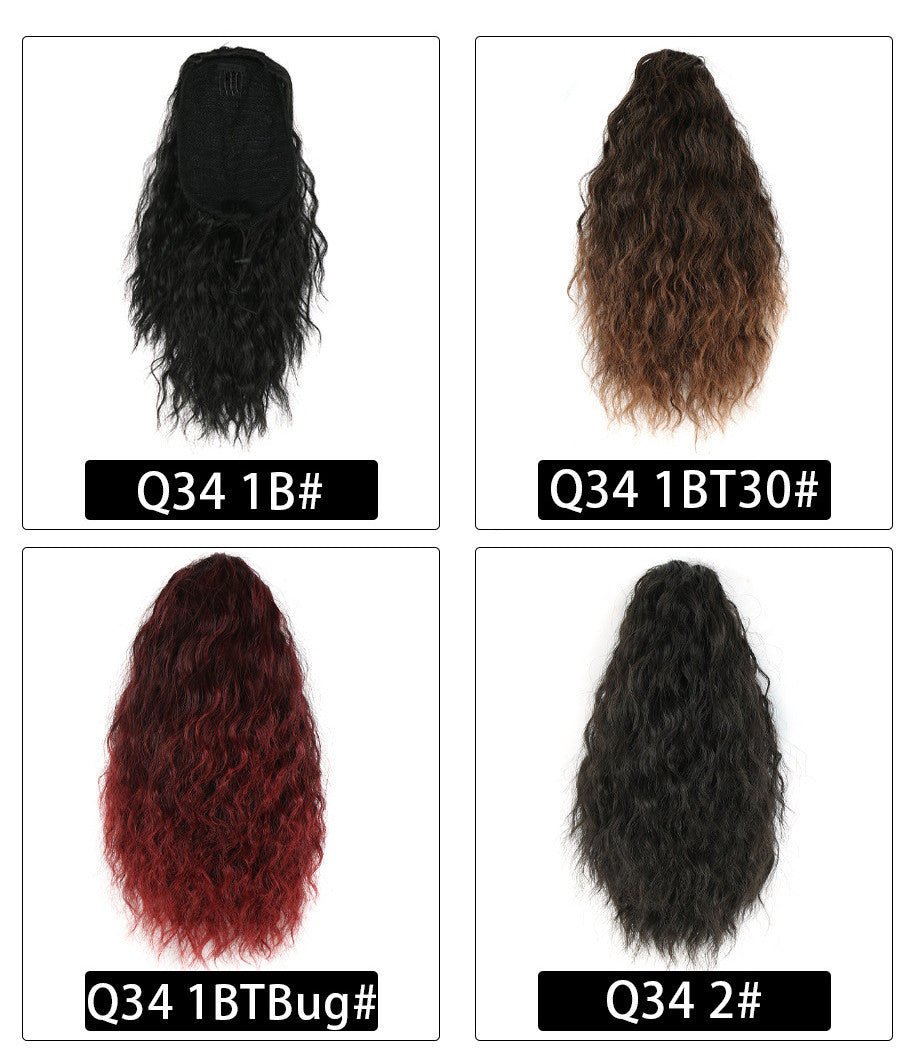 Kort Krøllet Hår Usynlig Velcro Fluffy Majs Permanent Overskæg Hestehale Afrikansk Pigtail