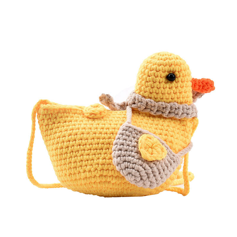 Cute Cartoon Wool Little Duck Knitted Shoulder Bag