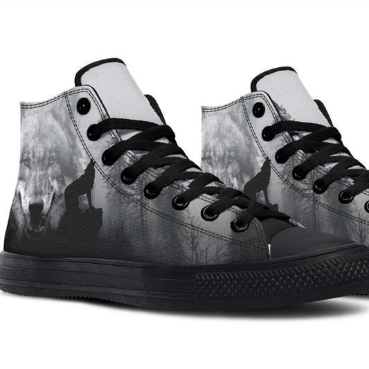 Men's And Women's Fashion Color Printing High-top Canvas Shoes