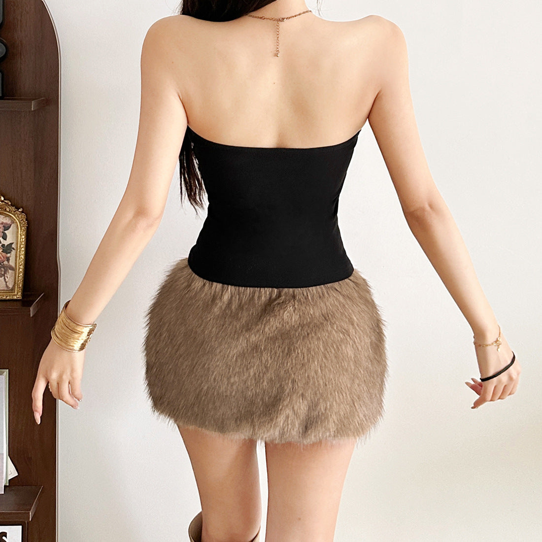 Womens Figure-flattering Slimming Tube-top And Skirt Set