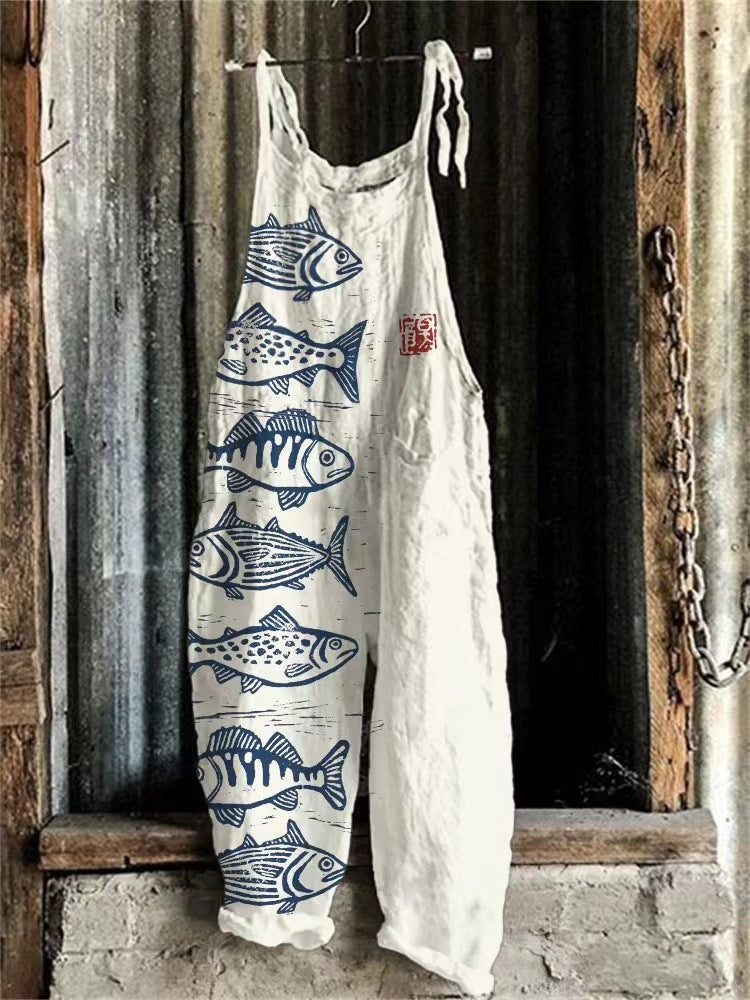 3D-printede fashionable alsidige afslappede jumpsuitbukser til kvinder
