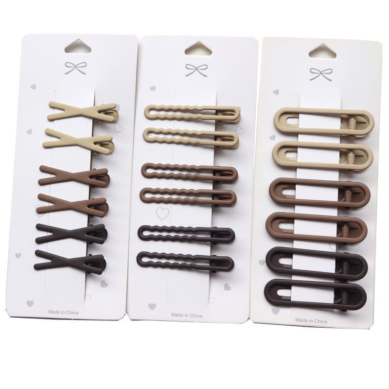 Coffee Color Series Barrettes Girl Side Clip Duckbill Clip Internet Celebrity