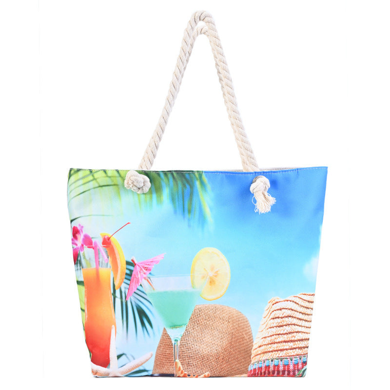 Printed Women's Beach Bag Large Capacity Handbag