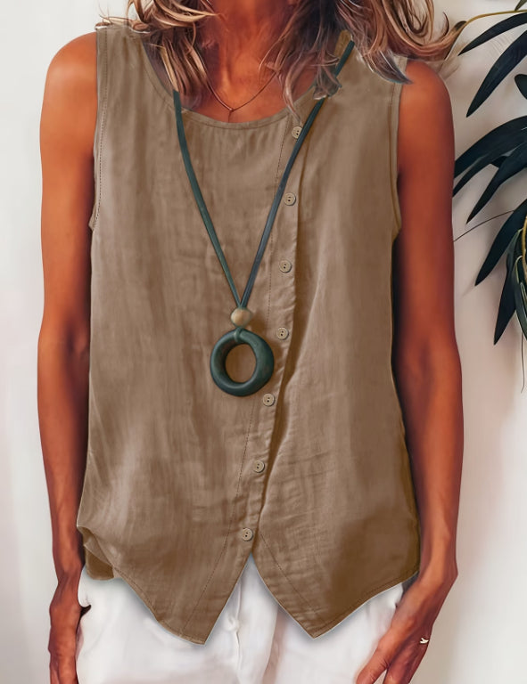 Women's Bohemian Sleeveless Button-Front Shirt