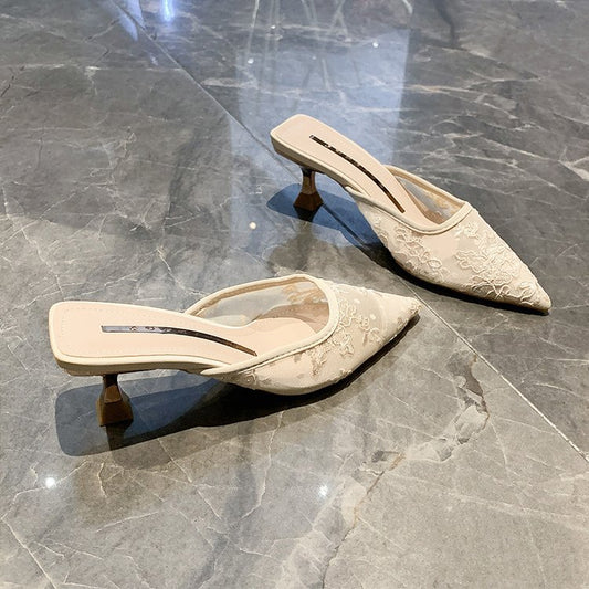 Pointed Baotou Half-tow Women's Sandals And Slippers