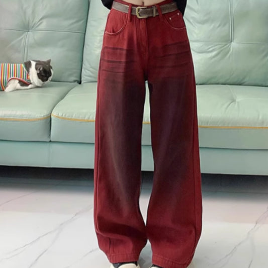 Loose High Waist Slimming Straight Leg Wide Leg Floor Pants For Women