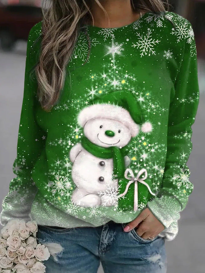 Women's Printed Round Neck Long-sleeved Sweater