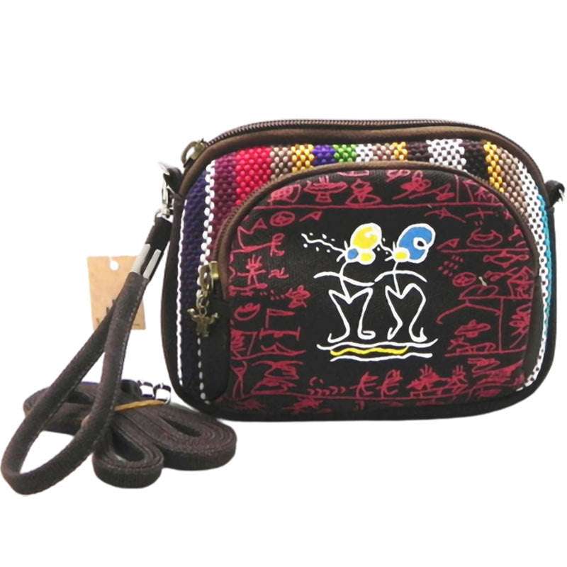 Multifunctional Fabric Printed Canvas Shoulder Crossbody Bag