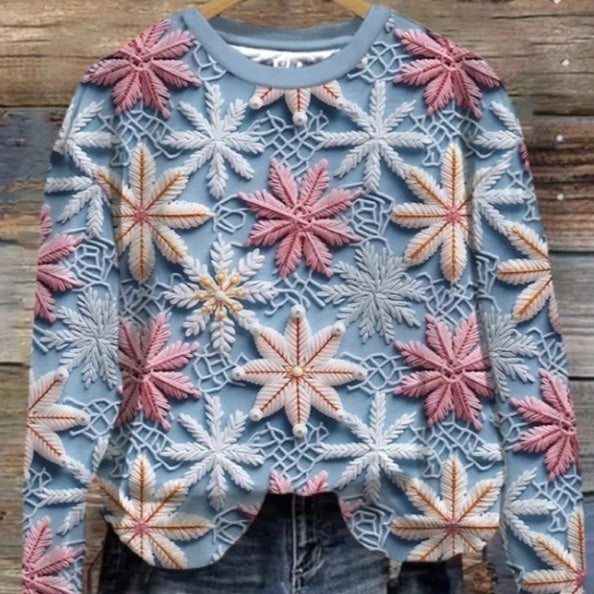 Efterår Vinter Sweater Trykt Rundhals Bluse Topp