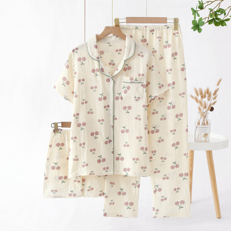 Women's Crepe Cotton Yarn Fashion Three-piece Set