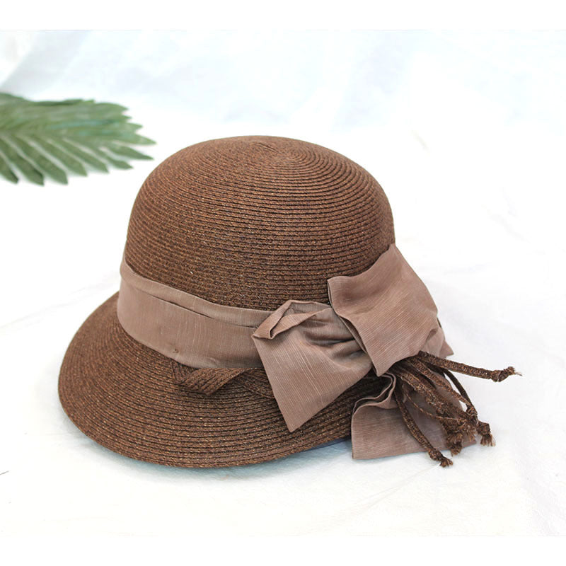 Flowers Curled Brim Basin Straw Hat