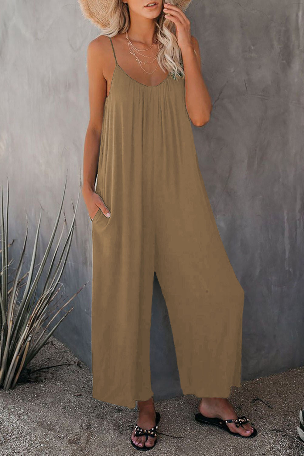European And American Suspender Jumpsuit Women's New Solid Color