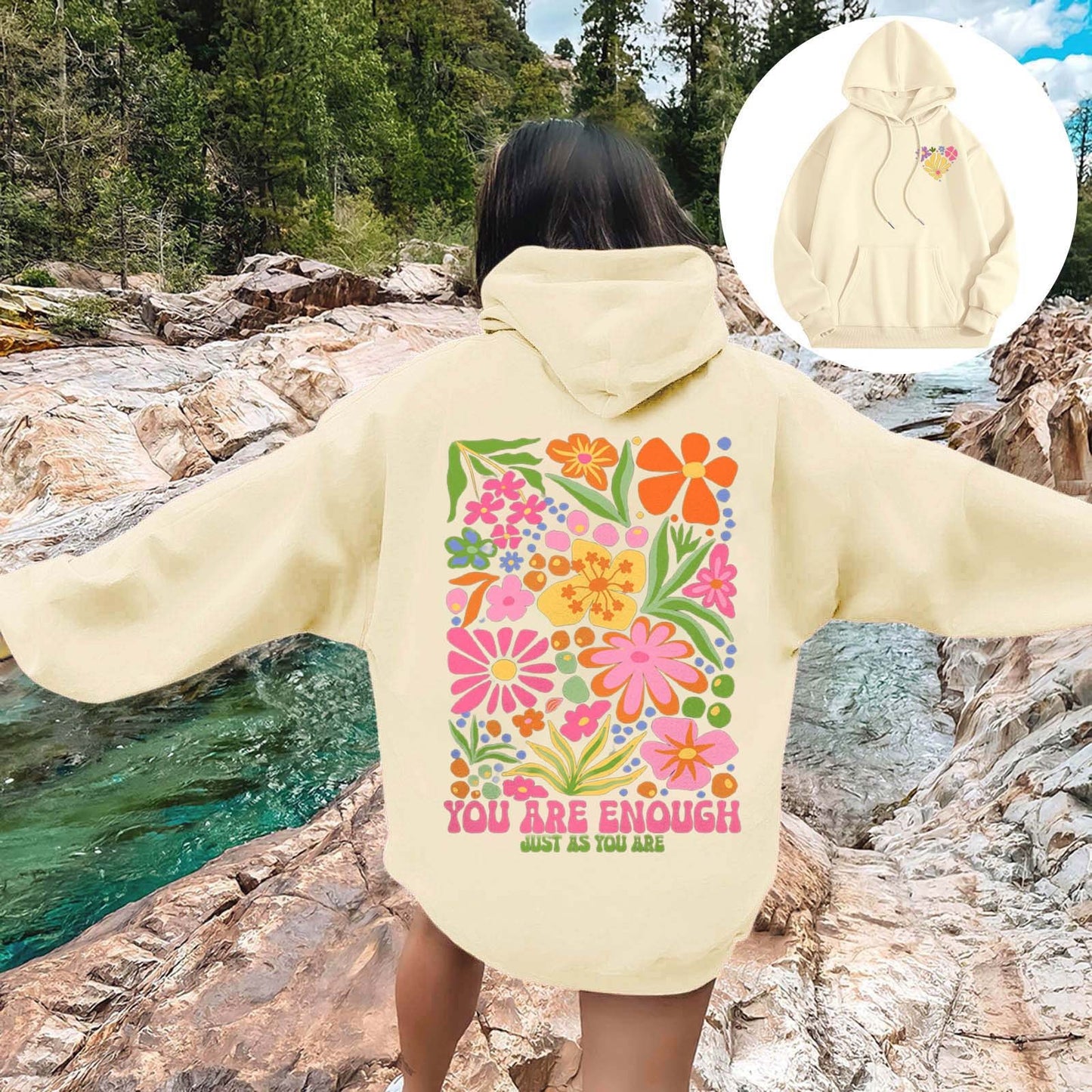 Autumn And Winter Long Sleeve Fleece-lined Hooded Sweatshirt