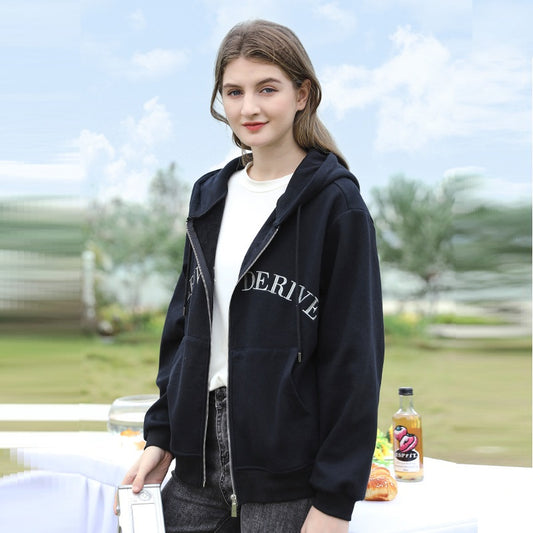 Women's Fashion Loose Cotton Korean Letter Embroidered Coat